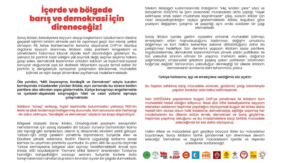 Barış ve Demokrasi için Direneceğiz